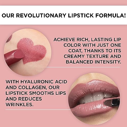 ARTDECO Frosted Rose Lipstick - Long Lasting Plumping Lip Color with Hyaluronic Acid - Creamy, Pearly Finish - 0.14 Oz