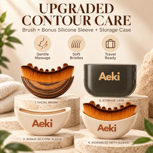 Aeki Lymphatic Contour Face Brush 2 Pack - Gentle Sculpting & Puffiness Reduction