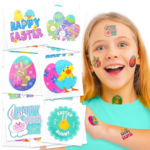 Easter Temporary Tattoo Stickers, 144-Pack Bulk