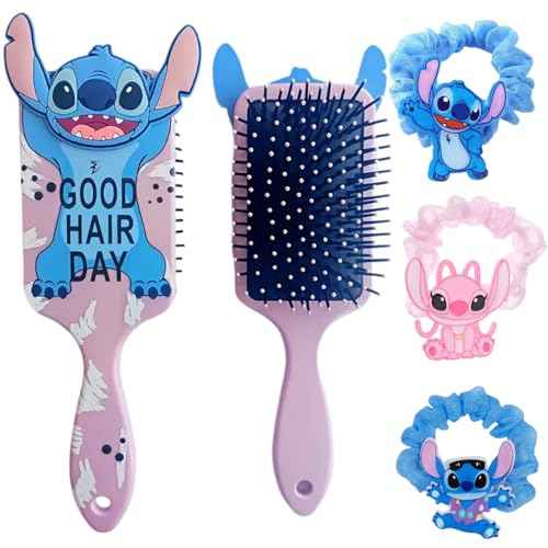 Cute Hair Brush, Cartoon Hair Brushes & 3 Scrunchies, Ultra Soft Detangling Hair Brush, Detangling Wet and Dry Brush for All Hair Types For Girls and Boys