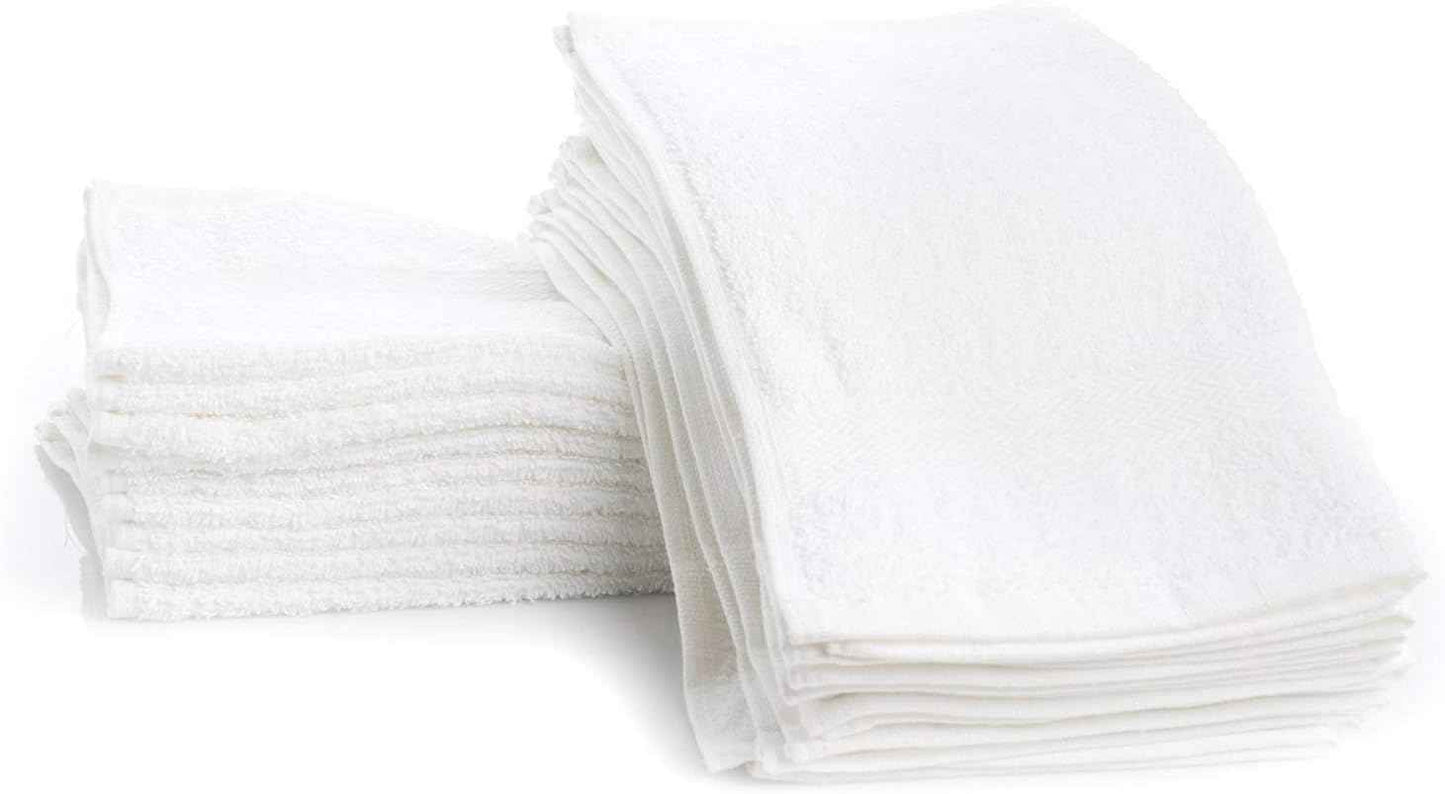 Simpli-Magic Cotton Washcloths White, 40 Pack, Size: 12”x12”