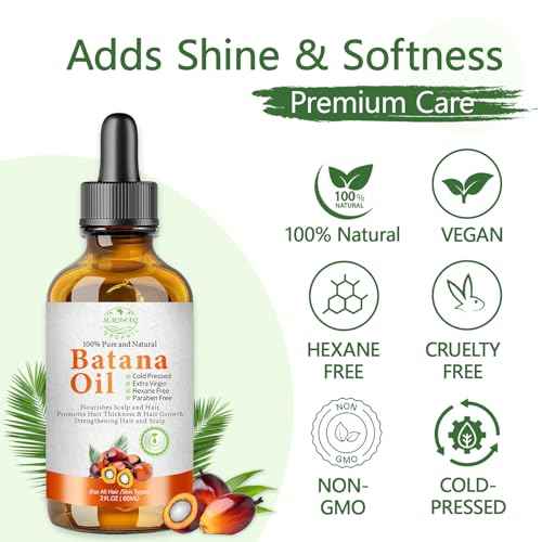 Batana Oil for Hair Growth Organic Raw Batana Hair Oil Natural Cold Pressed Pure Glass Bottle Oils to Thicken Brows, Repair Hair & Scalp, Fights Frizz, All Hair Types (2 fl oz) by MMPANG