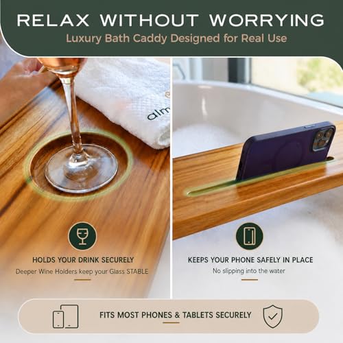 Fjord 29" Premium Teak Bathtub Tray | Small & Standard Tubs
