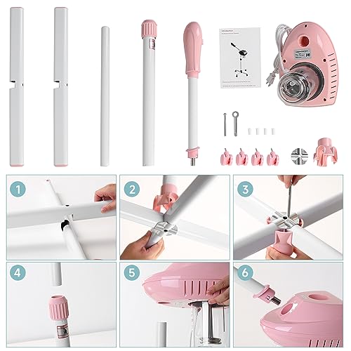 Professional Facial Steamer, Face Steam on Wheels, Estheticians Steamer with More Steam for Moisturizing and Hydration, Adjustable Height and Angle for Spa Beauty, Home Use, Pink