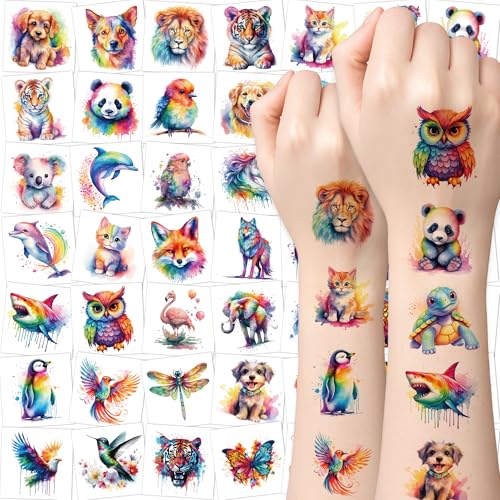 60 PC Animal Temporary Tattoos for Kids - Waterproof Stickers