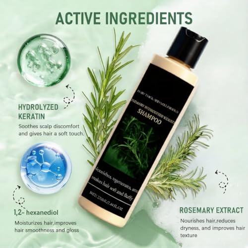 Organic Rosemary Hair Growth Shampoo with Keratin for Thinning Hair