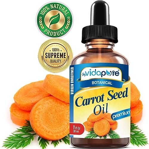 MYVIDAPURE CARROT SEED OIL WILD GROWTH Daucus Carota 100% Pure VIRGIN UNREFINED Undiluted for Skin, Face, Hair, Lip and Nail Care (1 Fl Oz)