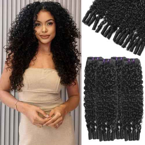 3C4A Burmese Curly Bundles Human Hair 16 18 20 22 Inch 12A Unprocessed Virgin Human Hair Water Wave Bundles with Spiral End Quick Weave Remy Hair Natural Color for Women