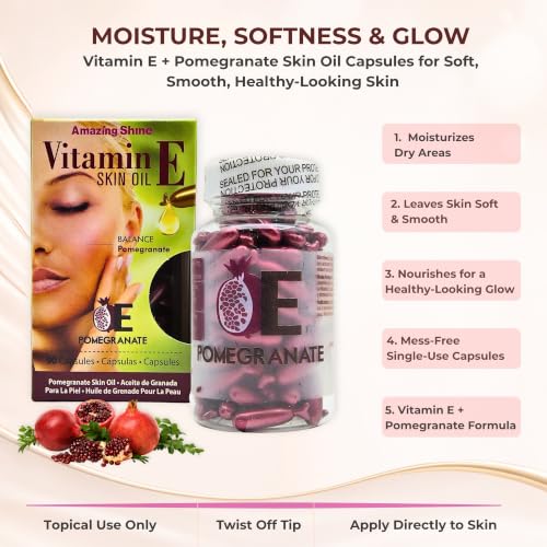 Pomegranate Skin Oil Capsules with Vitamin E - 90 Count