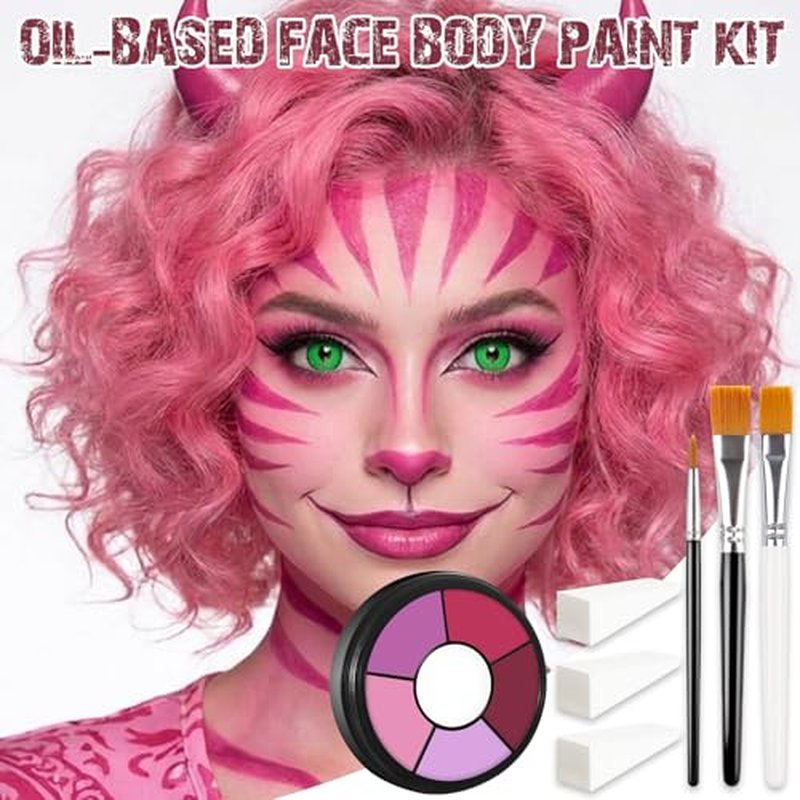 BOBISUKA Pink Cream Face & Body Paint Palette Kit with Brushes
