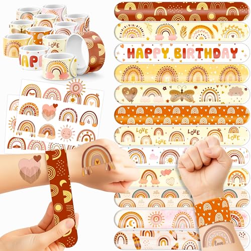 Boho Rainbow Party Set - 48 Temporary Tattoos & Slap Bracelets