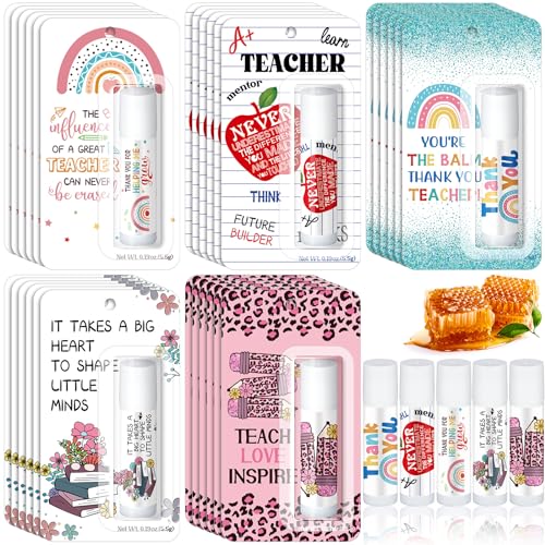 100 Pack Employee Appreciation Gifts Lip Balms Bulk Teacher Coworker Team Thank You Gift for Staff Volunteer Thanksgiving Christmas Appreciation Party Favors for Women Men (Classic)