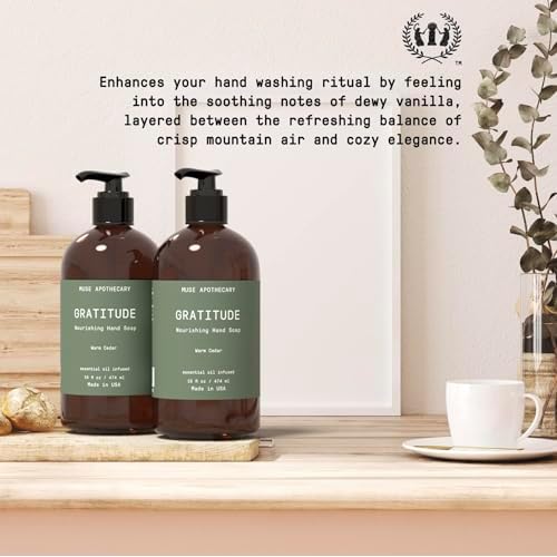 Muse Apothecary Hand Ritual - Botanical Collection - Aromatic and Nourishing Hand Soap, Infused with Natural Aromatherapy Essential Oils - 16 oz, Warm Cedar, Pack of 3