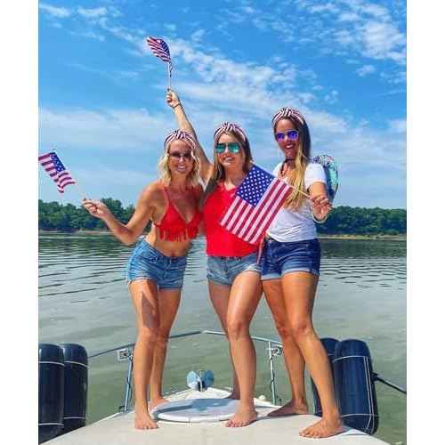 4 th of July Headband for Women Girls Fourth of July Knotted Headband Red White and Blue Sequin Beaded Patriotic Hairband American Flag USA Independence Day Head Band Hair Accessories Gifts