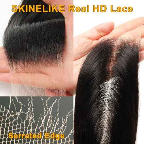 BEEOS 2x6 Skinlike Real HD Lace Closure Only, Pre-plucked Body Wave Human Hair Closure 0.10mm Ultra-thin Invisible Lace Bleached Knots 20 Inch