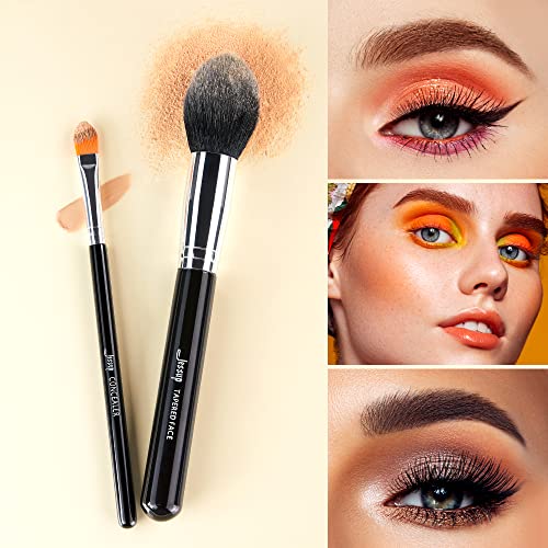 Jessup Makeup Brushes 15 Pcs Makeup Brush Set Beauty Cosmetics Make Up Powder Concealer Eyeshadow Eyeliner Blending Lip Brush Tools (Black/Silver) T092