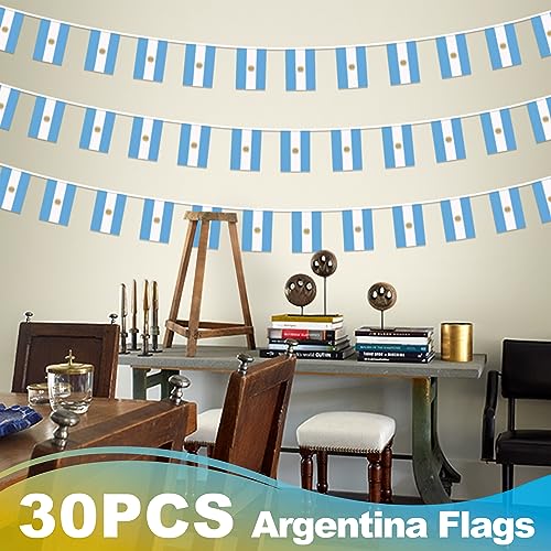 Argentina Flag Pennant Banner - 33ft Bunting with 30 Flags