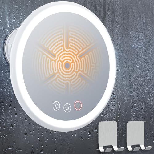 Gospire Heated Fogless Shower Mirror - 8.3" Anti-Fog with 360° Rotation & Rechargeable Battery