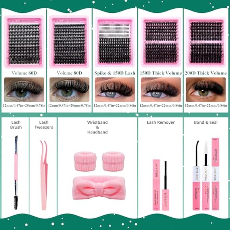 RITALASH 3D Volume Lash Clusters Kit with Bond & Tweezers