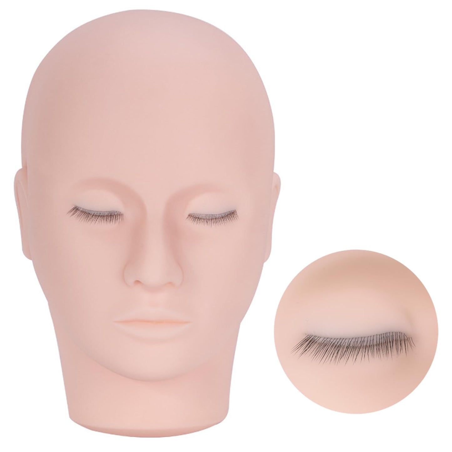 Lash Mannequin Head with 3 Lash Layers, Ruicen Practice Training Head for Make Up and Lash Extension, Cosmetology Doll Face Head with Practice Lash Mapping Chart, Easy to Clean by Olive Oil