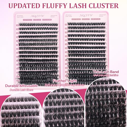 80D+100D Lash Clusters Kit with Tools - Wispy Fluffy Extensions 10-18mm