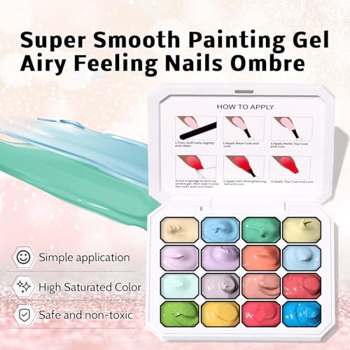 Ombre Gradient Nail Gel Polish - 16 Colors No Wipe UV/LED