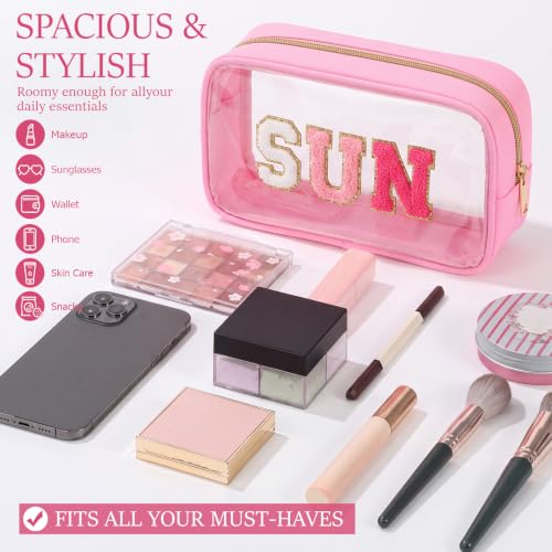 Clear Makeup Bags with Zipper 10 Pack in 5 Gradient Pink