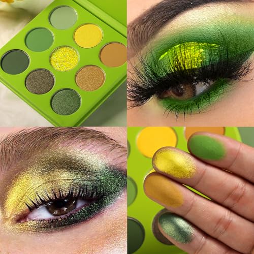 Green Brown Eyeshadow Palette - 9 Colors Matte Shimmer