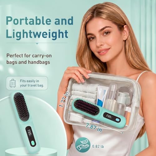 Cordless Hair Straightener Brush with 4000mAh Battery