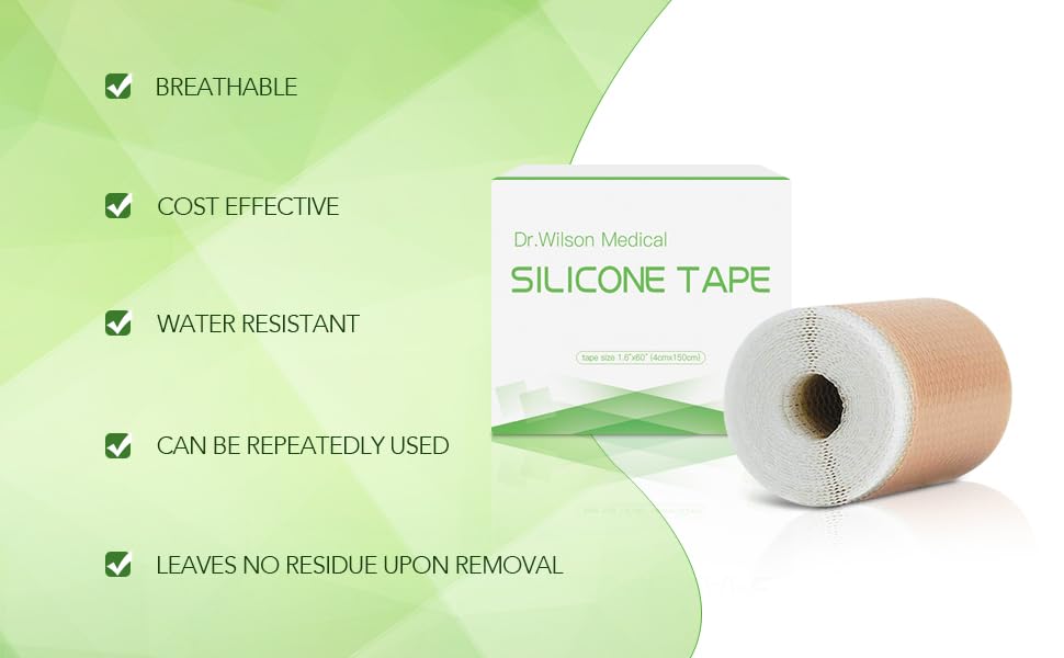 Medical Grade Soft Silicone Gel Tape (1.6” x 60”) for Scar Removal Sheets Scar Tape Painless Easy Removal For Surgery Recovery Breast Neck Nose (1.6” x 60” Roll)