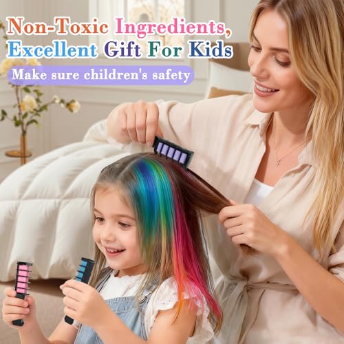 12 Colors Hair Chalk Comb Set, Temporary Washable Hair Dye