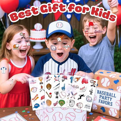 96PCS Baseball Temporary Tattoos for Kids Party Favors