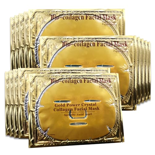 Jakuva 24k Gold Gel Facial Mask,SkinCare Facial Patch Collagen Face Mask for Moisturizing, Puffiness, Anti Wrinkle and Hydrateing Your Beautiful Face, 15PCS