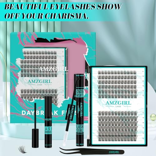 Lash Clusters kit Daybreak Lash Extension Kit with Lash Bond & Seal Lash Remover and Lash Applicator for Diy Lash Extension Kit at Home(D-Mix8-16mm kit,Daybreak-v09)