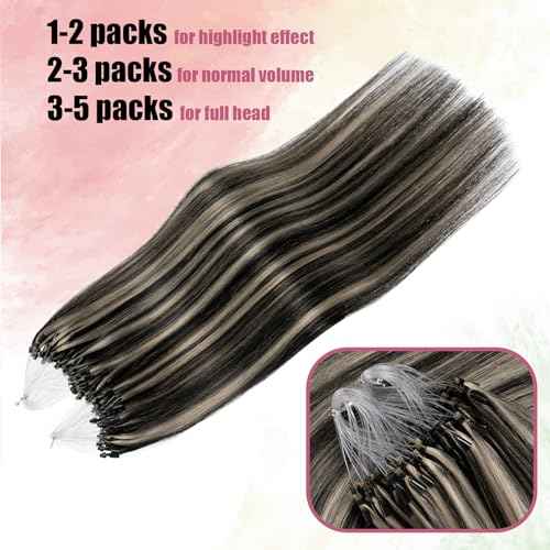 Microlink Extensions Human Hair 20 Inch Micro Loop Hair Extensions Long Straight Hair #1B/613 Hair Extensions Real Human Hair 50g 1g/s(#1B/613, 20inch)