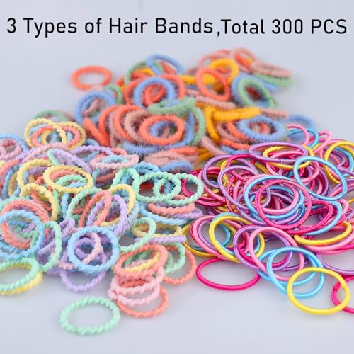 300Pcs Elastic Hair Bands for Kids & Women, No Damage