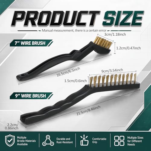 24-Piece Industrial Wire Brush Set with Steel, Brass & Nylon Bristles