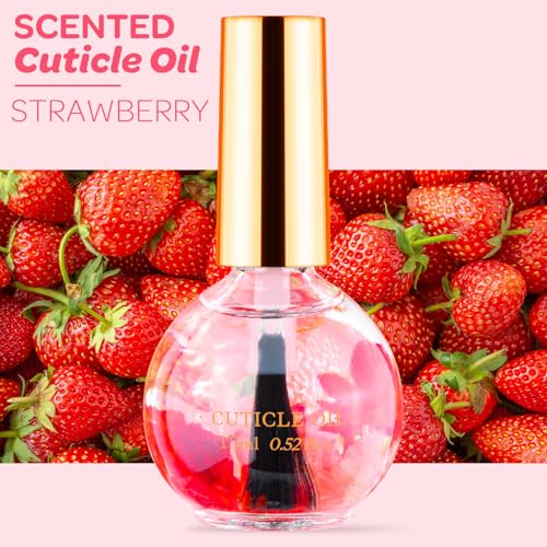 Strawberry Cuticle Oil 15ml with Real Flowers | Hydrating Nail Care