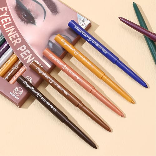 12 Shade Waterproof Eyeliner Pencil Set
