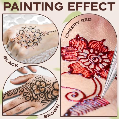 Temporary Tattoo Stencil Kit with 10 Waterproof Designs & 6 Ink Cones