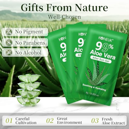 KONEUK 30 Pack Aloe Vera Gel - 99% Pure Travel Size