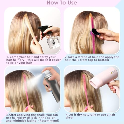 Hair Chalk 10 Colors Washable Temporary Hair Dye for Kids