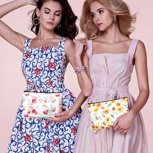 Hillban Vintage Floral Makeup Bags - 36 Pcs Inspirational Canvas Pouches