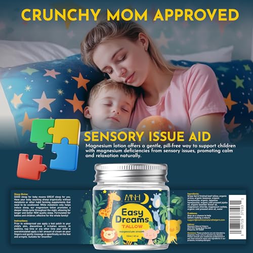 Magnesium Lotion for Kids, Tallow Based Magnesium Lotion For Sleep, Lavender Scented | No Melatonin Sleep Aid | Arnica Cream, Eczema Cream for Kids, Sudocrem | Organic, Made in USA, 2 Month Supply