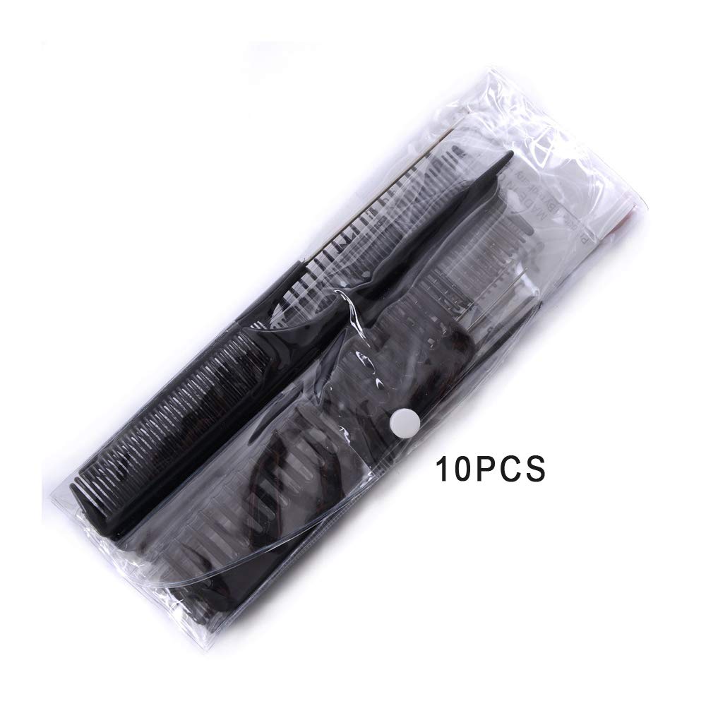 10PCS Black Hair Combs Set for Hairdressing, Cutting & Styling - For Women, Men & Kids