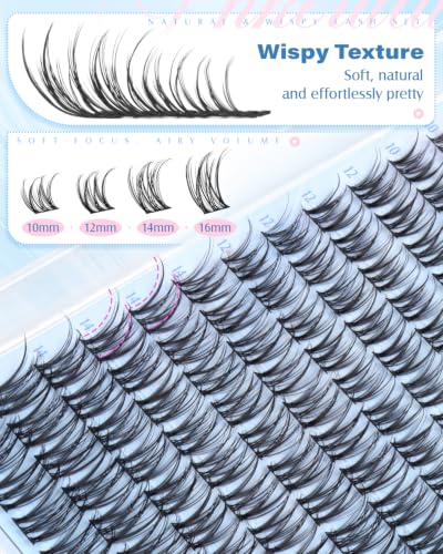 PHKERATA Wispy Lash Clusters Kit - 120pcs DIY Eyelash Extensions