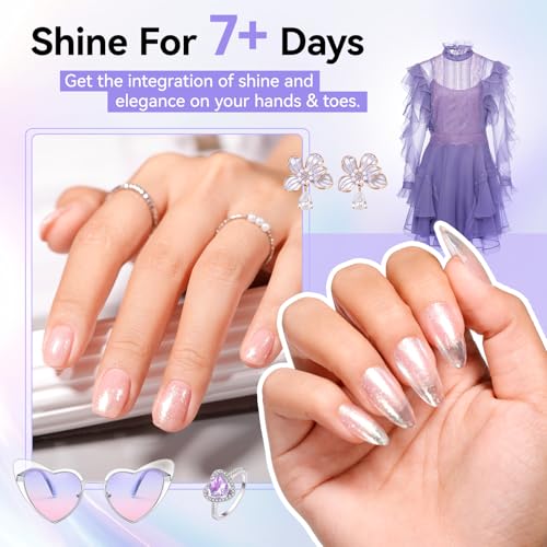 Nailshion Sparkle Pearl Chrome Nail Polish - Quick-Dry Glitter Top Coat 656-Sparkle Pearl