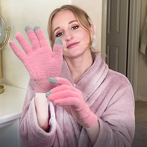 Eurow Aloe-Infused Touchscreen Moisturizing Gloves for Dry Hands, Pink