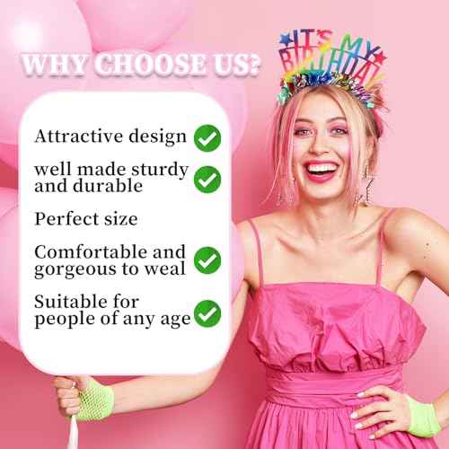 Birthday Girl Headband with Rainbow Bling, Birthday Crown for Women Girls, 21cm x 13cm, Hand Wash Only