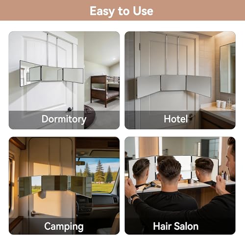 3-Way Trifold Mirror for Hair Cutting & Makeup - Portable & Adjustable